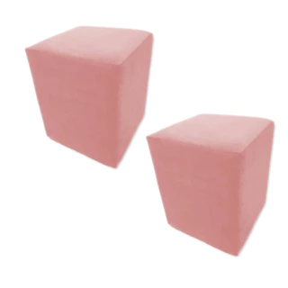 Kit 2 Puff Banquinho Quadrado - 45x34x34 - Suede - Decoração / Uso - A PRONTA ENTREGA