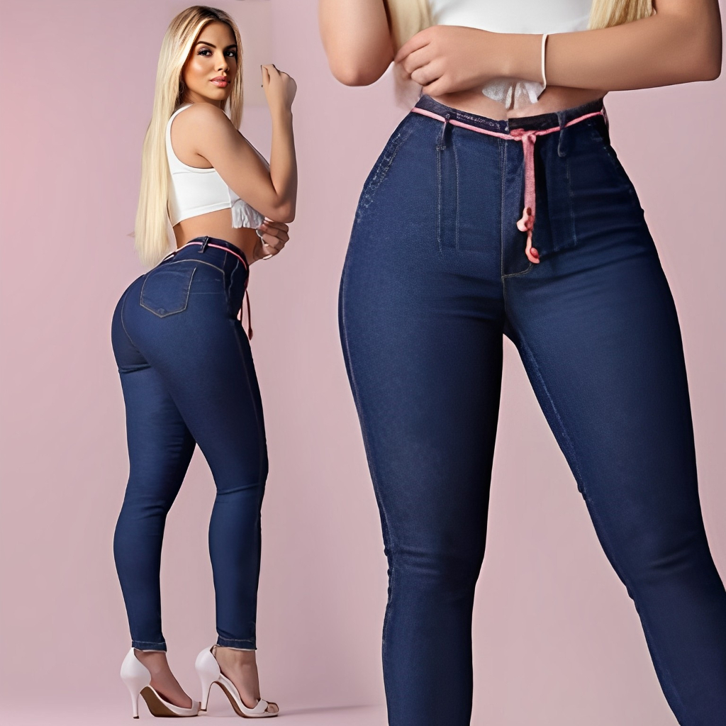 Calça jeans feminina REVEL CINTURA ALTA LEVANTA BUMBUM DIFERENCIADA QUALIDADE