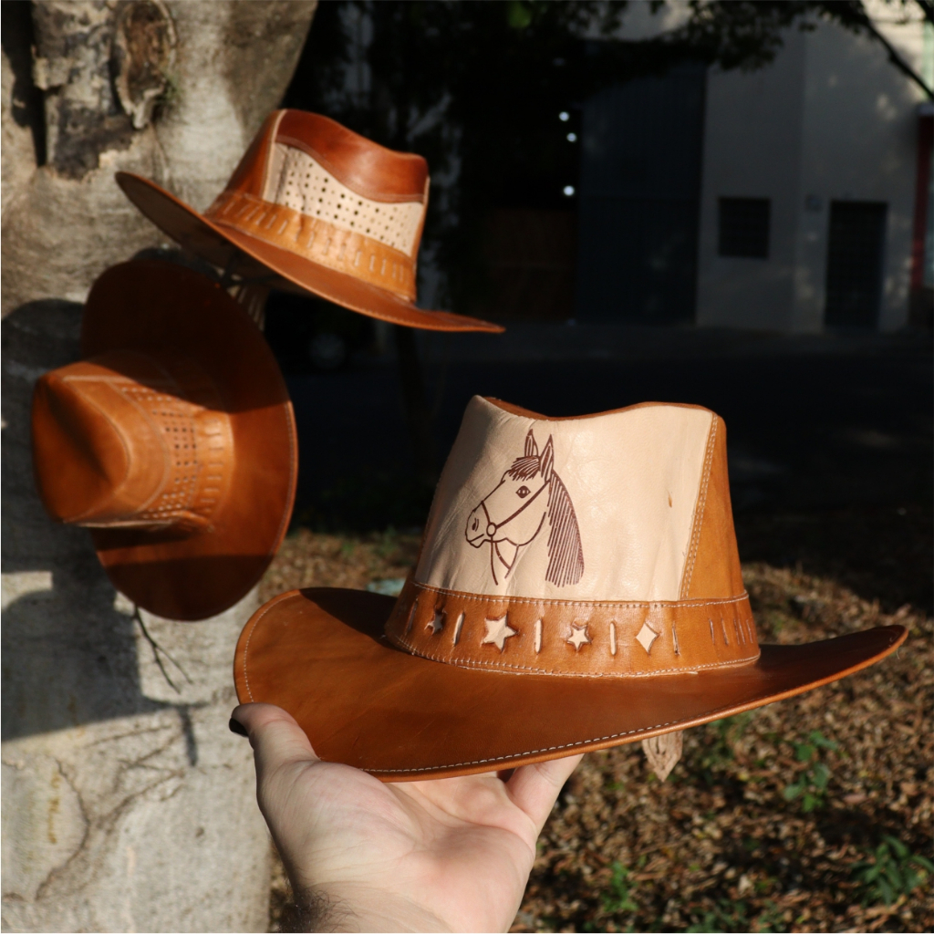 Chapéu Country De Couro Legitimo Adulto Cowboy Masculino Diversos Para ...