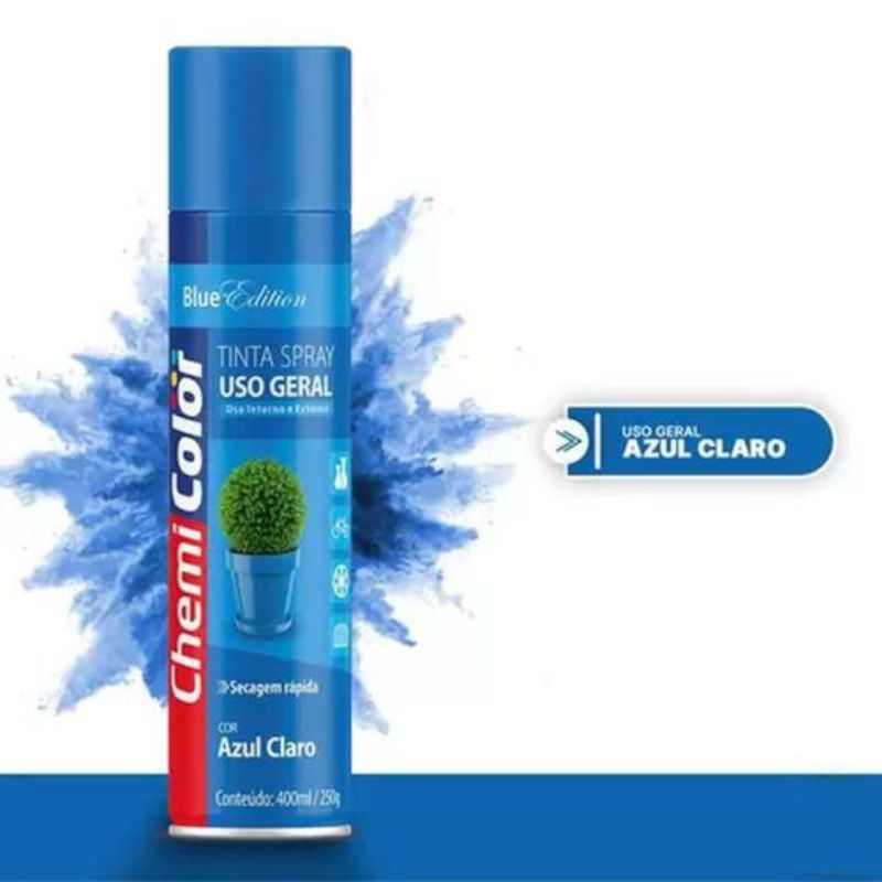 Tinta spray chemicolor 400 ml - azul claro | Shopee Brasil