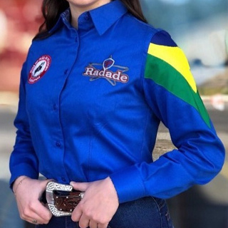 Camisa Radade Feminina Bandeira Country Bordada Original Brasil Cowgirl