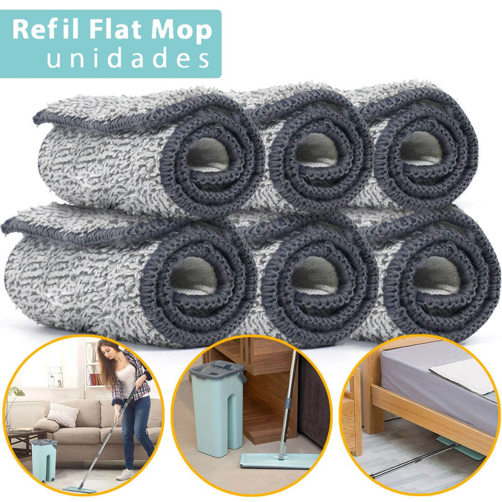 Refil Flat Mop Kit Multi Unidades Esfregão Vassoura Mágica Lava e Seca Pano Lavável Reutilizável
