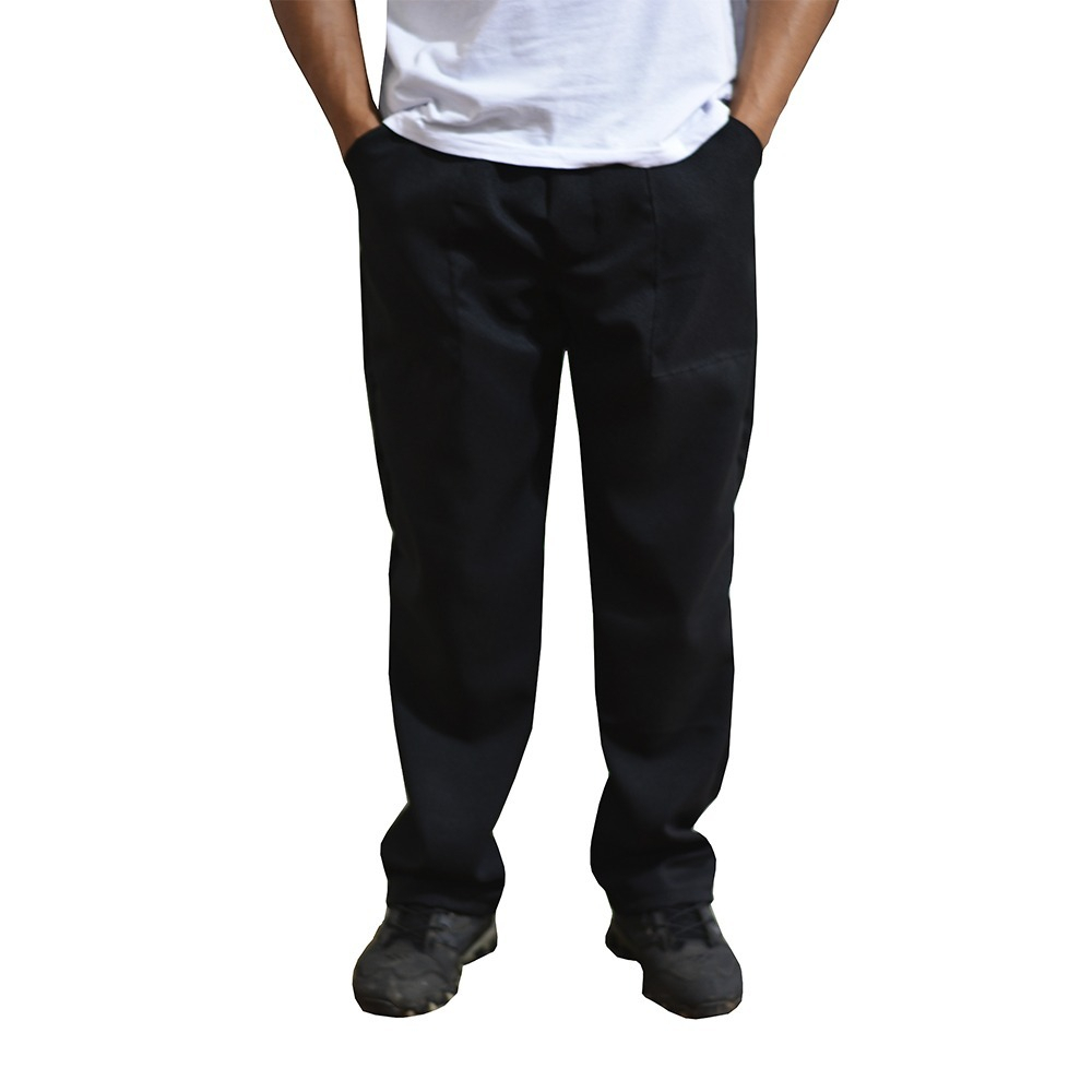 Calça Em Oxford De Elástico 4 Bolsos Uniforme Para Trabalho