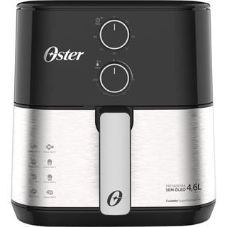 Fritadeira Elétrica Air Fryer Oster 4,6 Litros Inox 110V Potência 1500W Grelha Easy Clean OFRT520 AR Preta/Inox