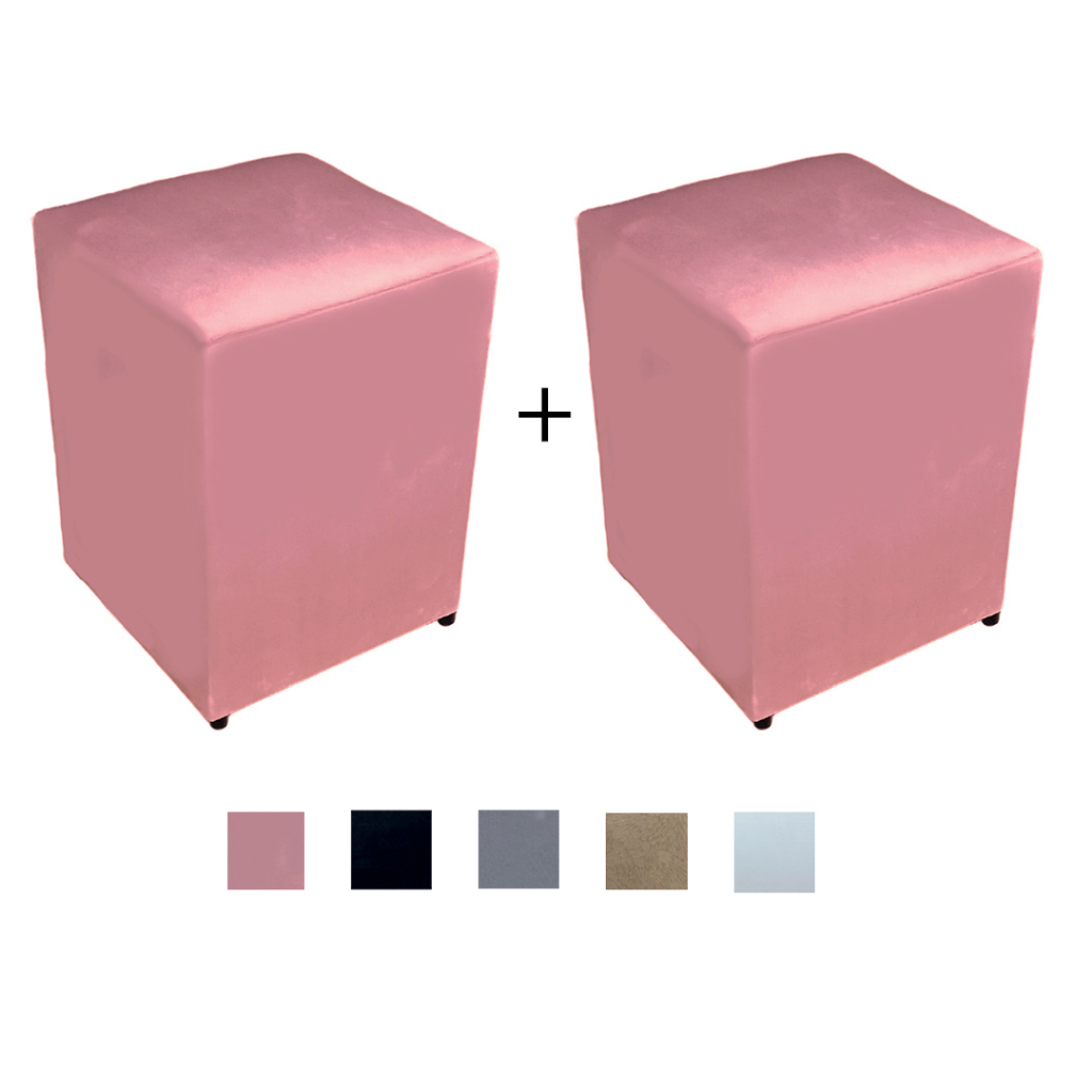 Kit 2 PUFF Banqueta decorativo Sued estofadado Cubo