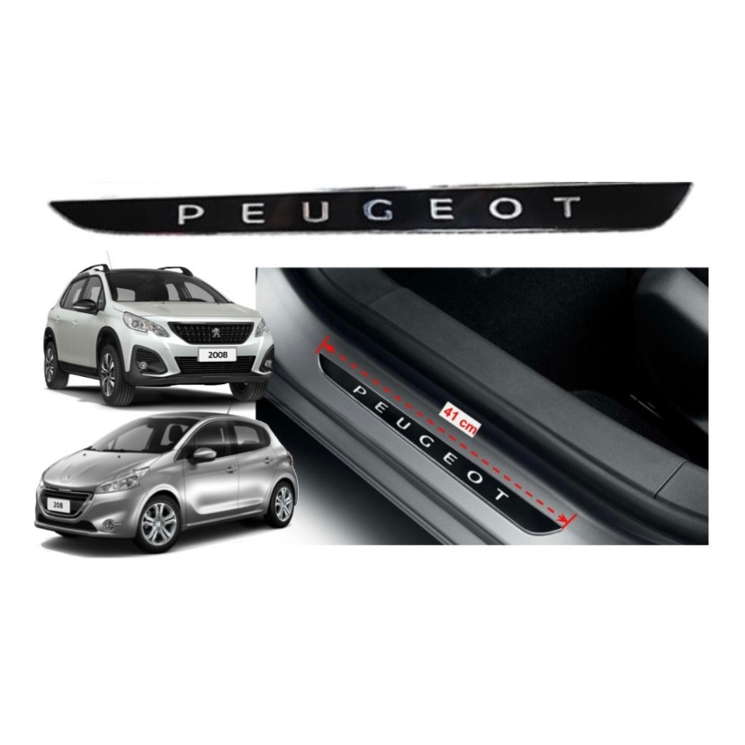 Kit 02 Emblemas Soleira de Porta Original Peugeot 208 2008