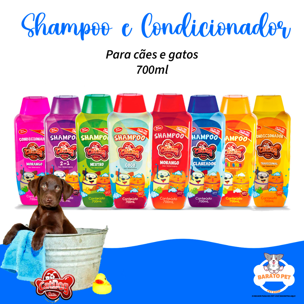 Shampoo e Condicionador para Cachorro e Gato Cat Dog 700 ml Shopee
