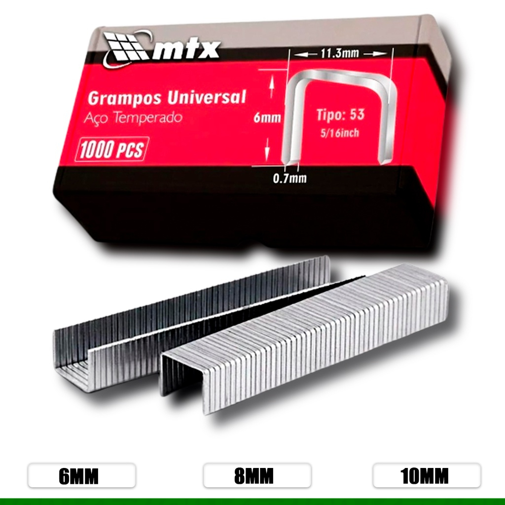 Caixa De 1000 Unidades De Grampo Para Grampeador 8mm Aço Mtx | Shopee ...