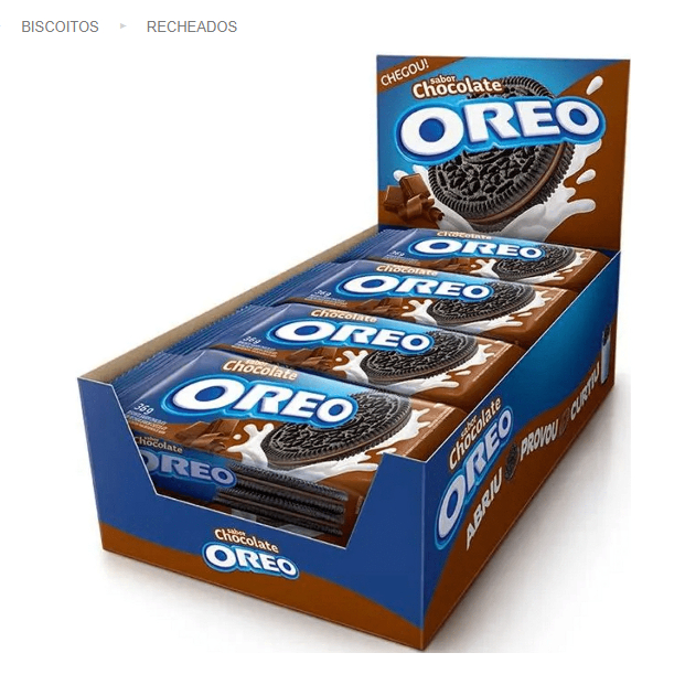 BISCOITO OREO SABOR CHOCOLATE COM RECHEIO SABOR CHOCOLATE DISPLAY COM 8 ...