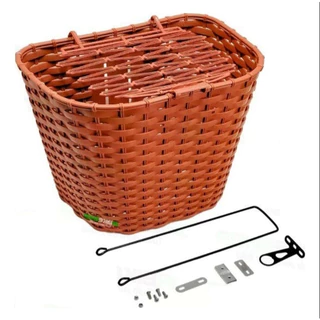 Cesta Cestinha Retrô Vintage Grande Com Tampa Bike Aro 26 - Marrom