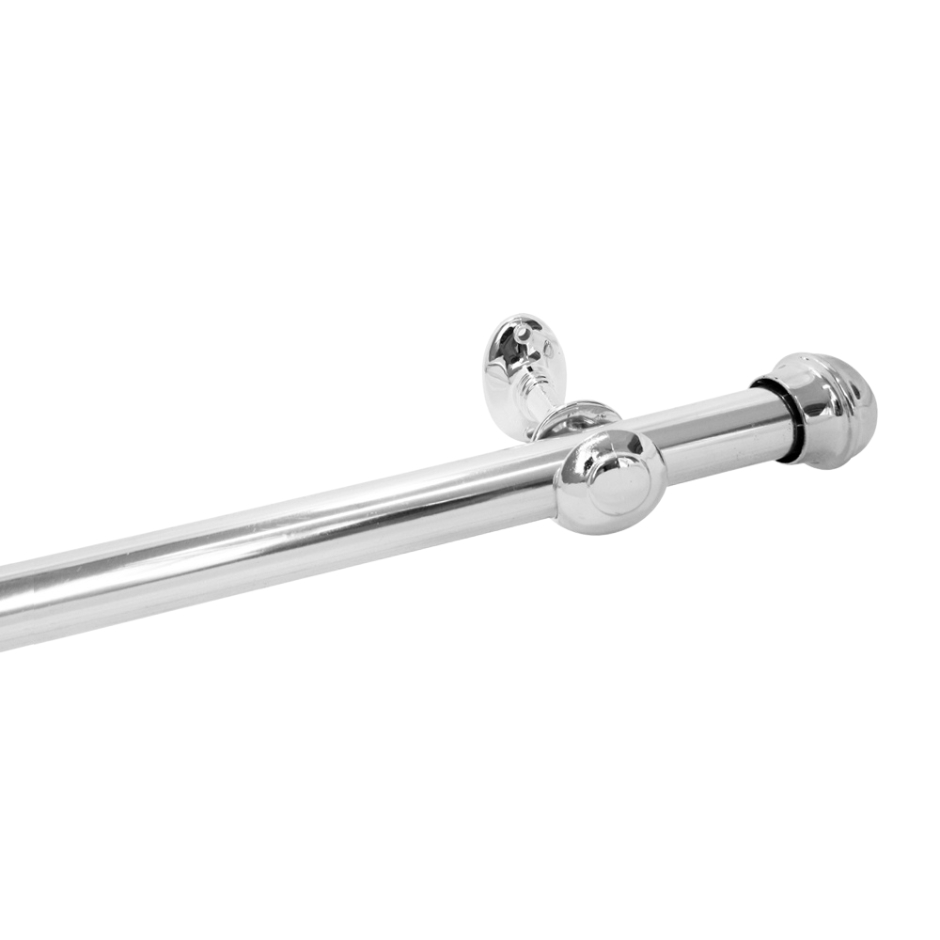 Kit Varão Simples Cromado Prata 4 Metros 19mm P/ Cortinas - Acompanha Acessórios de Instalação