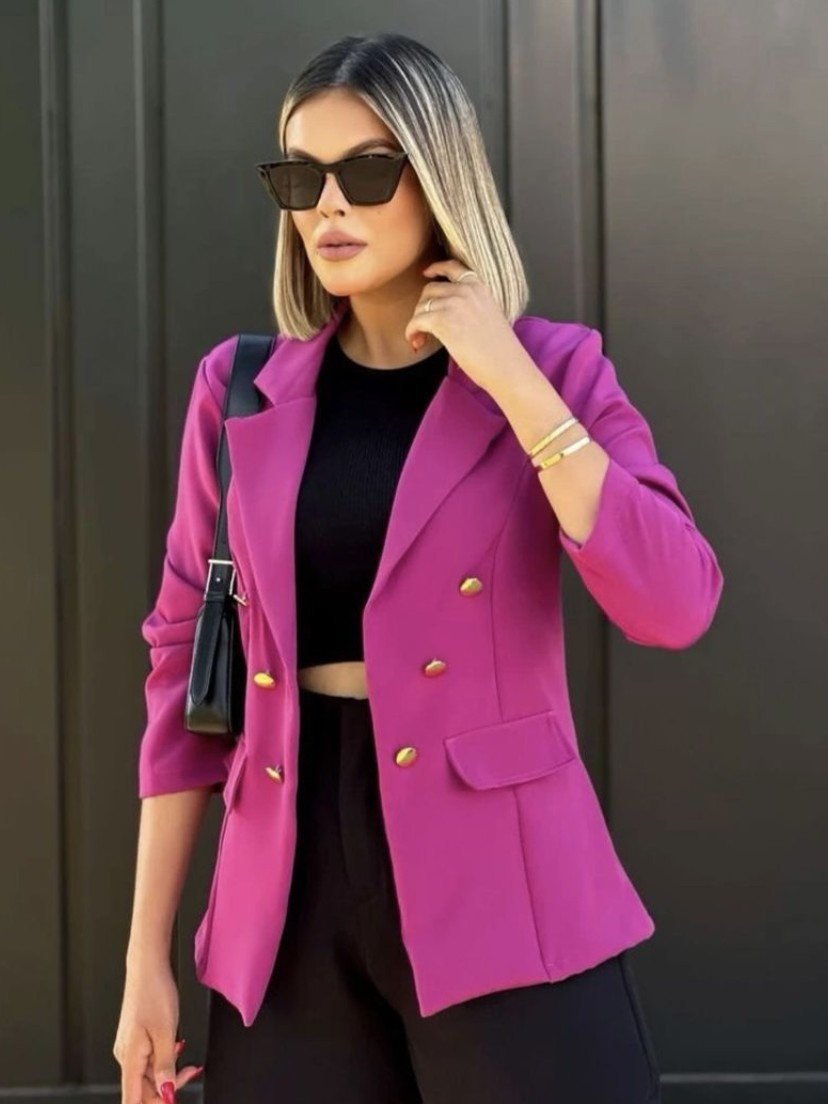 Max Blazer Feminino Alfaiataria com Botão