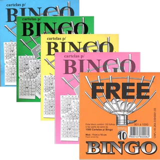 CARTELA PARA BINGO BLOCO COM 100 FOLHAS