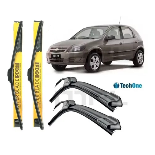 Kit Palhetas Limpador Parabrisa Silicone Celta 2004 Á 2016