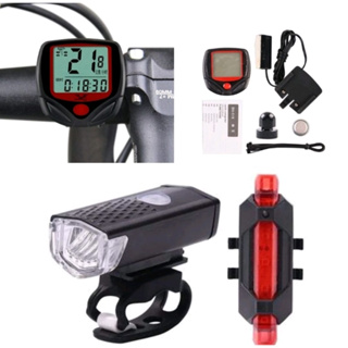 Kit de Acessórios para bike Lanterna frontal + Pisca Traseiro + velocímetro com fio Bicicleta
