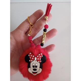 CHAVEIROS POMPOM PERSONALIZADO MINNIE/MICKEY