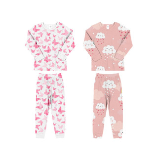 Pijama infantil feminino longo 100% algodão inverno estampas diversas em Oferta na Shopee