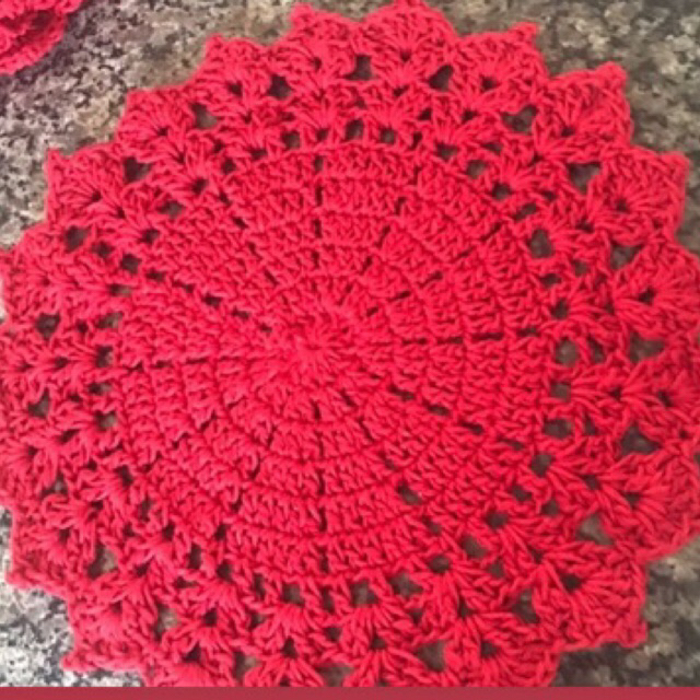 4 Sousplat de Crochê 39 cm Toalhinha Jogo Americano Forro Porta Prato