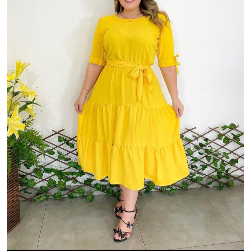 Vestido Decote Canoa Plus Size Tamanho M G GG G1 G2 G3 G4
