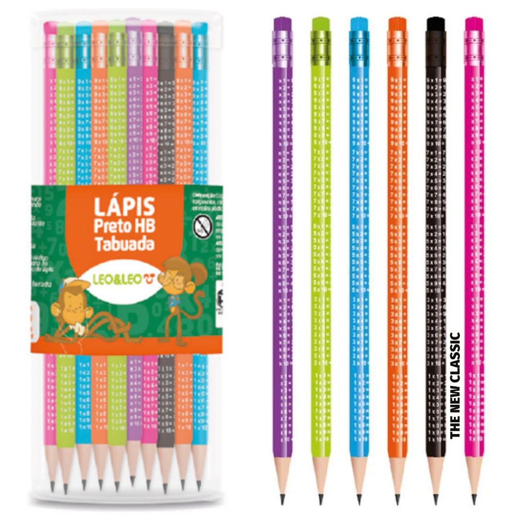 Kit Lápis Leo&Leo HB Tabuada Colorido | Shopee Brasil