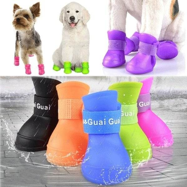 Bota Sapato de Cachorro Pet Botinha Impermeável Protetor de Pata Patinha Silicone Antiderrapante Kit 4 Unidades77