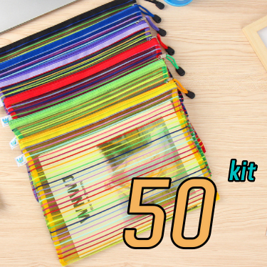 50 Unidades Estojo Multiuso Bolsinha Nylon Colorido Necessaire Promoção