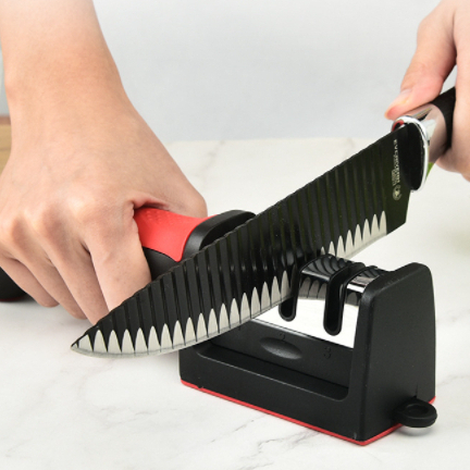 5 Pcs Afiador Amolador De Facas Em Aço Inox Com 3 Borda Profissional Base Emborrachado Promoção