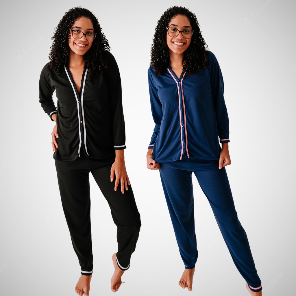 Pijama Feminino Longo de Botão Amamentação Pijama Gestante Pijama Americano Maternidade