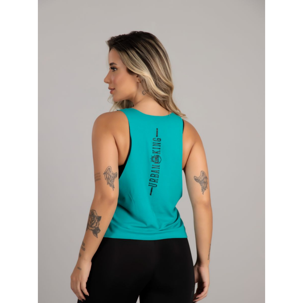 Regata Feminina Cavada Fitness Academia Detalhe Nas Costas