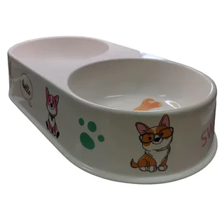 Comedouro e Bebedouro Pet Duplo Estampado para Cachorro e Gato