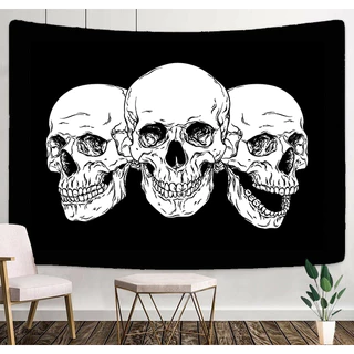 Bandeira tapeçaria para pendurar na parede Canga Decoração caveira skull