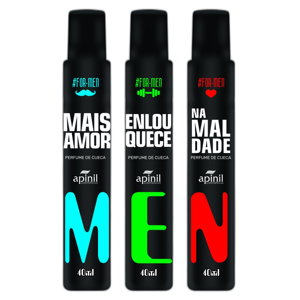 KIT 3 Perfumes de Cueca 40ml Apinil Aromático