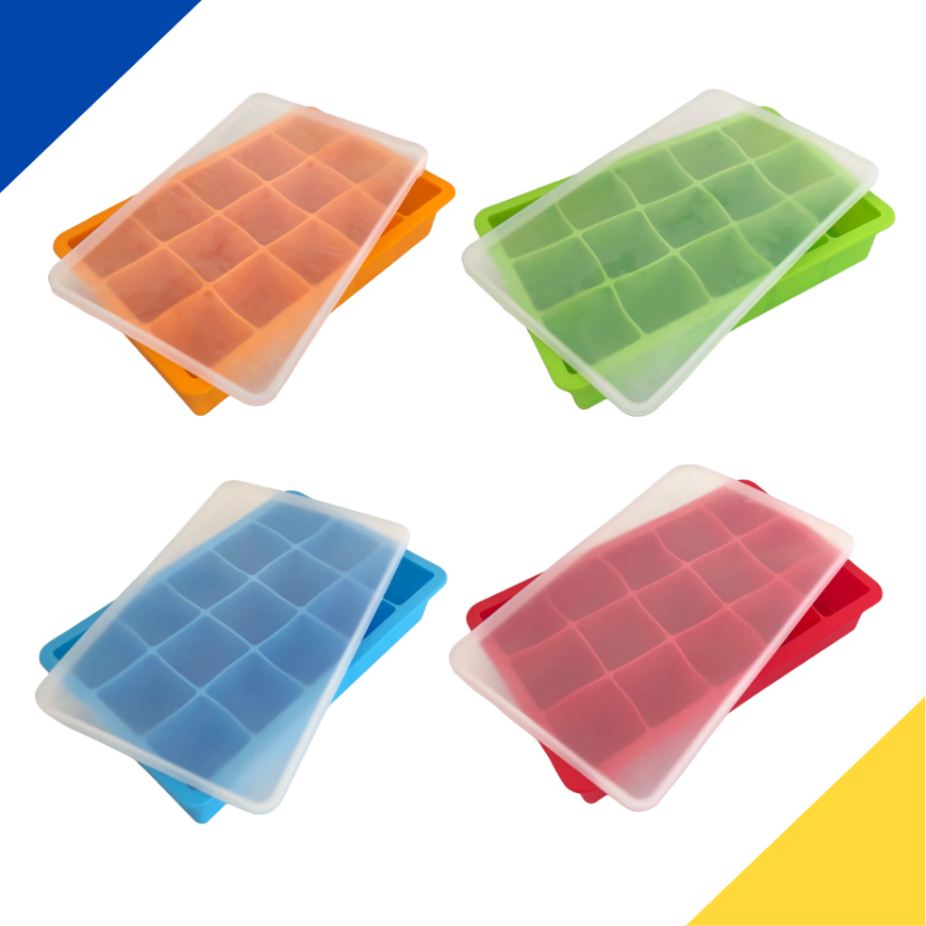 Forma De Silicone Gelo Papinha Bebê Tampa 15 Cubos Livre Bpa