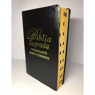 Biblia Letra Hipergigante Luxo Preta com Harpa 14x21cm