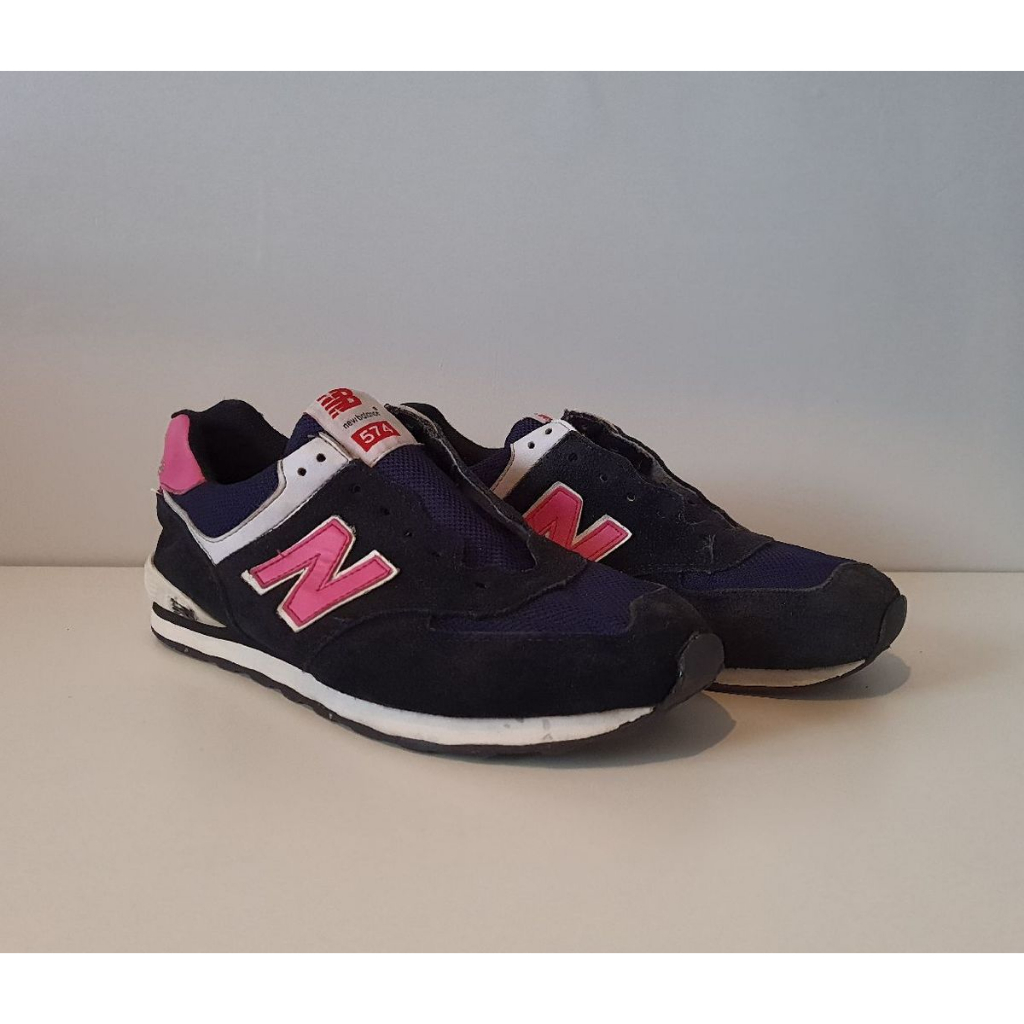 new balance 574 navy blue and pink