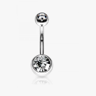 Piercing de umbigo em aço cirúrgico ponto de Luz prata Orelha Luz strass prata