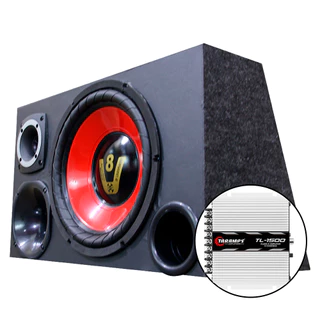 Caixa Trio Som Carro Automotivo Amplificada Completa Modulo Amplificador Falcon 500w rms