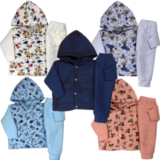 Kit 5 Conjunto Infantil Inverno Bebe Soft Roupa Frio Menino