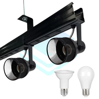 Spot Telinha Alumínio Trilho Perfilado Calha Teto Parede Lustre Direcionável Base E-27 Para Led Par20