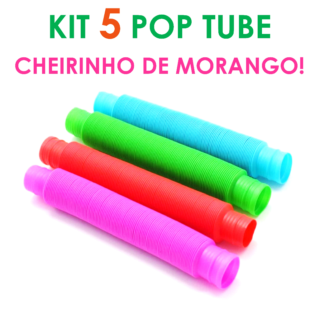 Kit 5 unidades POP TUBE 14cm Tubo Fidget Toy Sensorial Descompressão Anti Stress
