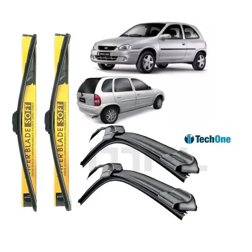 Kit Palhetas Silicone Limpador Parabrisa Corsa 1994 À 2002