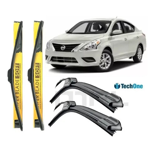 Kit Palhetas Silicone Limpador Parabrisa Versa 2011 À 2018