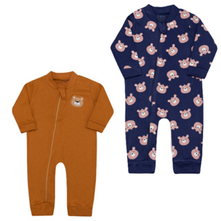 Kit 2 Macacão Bebê Infantil Algodão Manga Longa Menino Ou Menina Romper