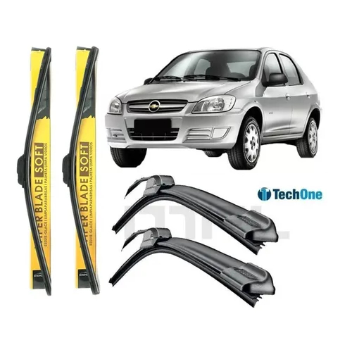 Kit Palhetas Silicone Limpador Parabrisa Prisma 2006 À 2012