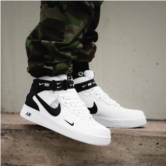 Tenis Air Force cano alto Nike novo Modelo preto e branco fem e ...