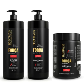 Kit Shampoo, Condicionador e Máscara Força com Pimenta Bio Extratus - 1L Crescimento