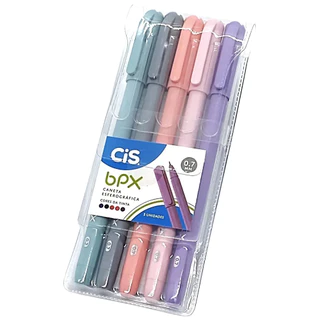Caneta Esferográfica e Gel Bpx 0.7 mm Kit com 5 Cores - Cis | Canetas Colorida | Papelaria | Material Escolar