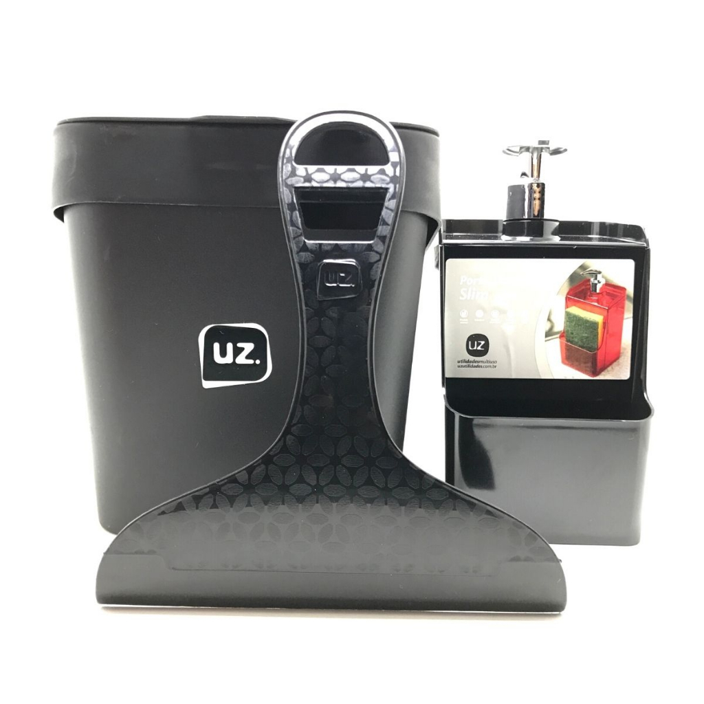 Lixeira 2,5l C Tampa Porta Detergente 500 Ml +rodinho De Pia