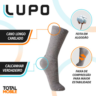 Kit 3 Pares Meias Lupo Grossa Para o Frio Original Cano Super Alto Longo Masculino Sport Em Algodão Confortável