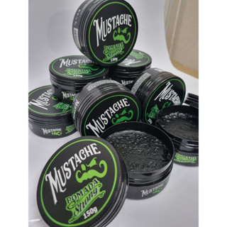 Kit Pomada Modeladora Mustache Strong com 5 Pomadas, Fixação Extra Forte, Efeito Brilho, Efeito Molhado, Barbeiro, Barbearia, Salão